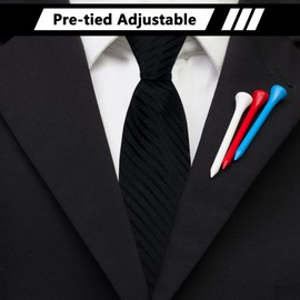 Mantieqingway Black/Red Tie Pre-tied Adjustable Zipper Neck Ties for Men, Mens Necktie for Office Graduation School Uniforms (Black-B)