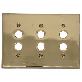Triple Gang Brass Push Button Switch Plate