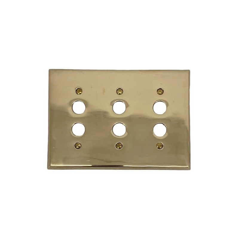 Triple Gang Brass Push Button Switch Plate