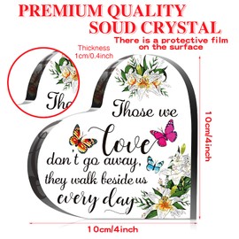 Crystal Glass Heart/Square Memorial Gift Memorial Bereavement Gift Sympathy Condolence Gift Sympathy Table Decorations for Loss of Loved One Table Centerpieces Remembrance (Romantic, 4 x 4 Inches)