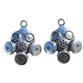 Wholesale Charms Set 10 Gas Mask Silver Tone Charms Jewelry Making Supply Pendant Keychains Bracelet DIY Crafting