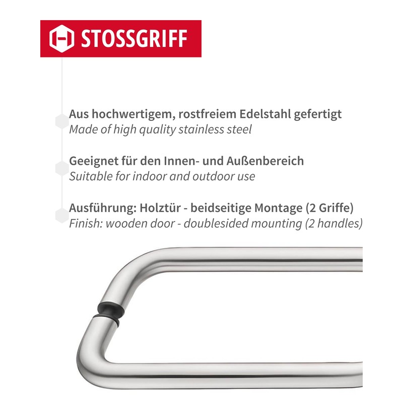 Gedotec Stainless Steel Bumper Handle for Wooden Doors I Front