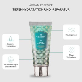 Pure Mineral - Nourishing Hand Cream with Argan Oil - Intensive Repair for Dry Skin - Enriched with Dead Sea Minerals - No Silicones, Sulphates, Parabens - 50 ml