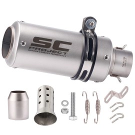 Unbranded Slip-on 51mm 2" Universal Motorcycle Exhaust Muffler Pipe Tail Tips Silver US