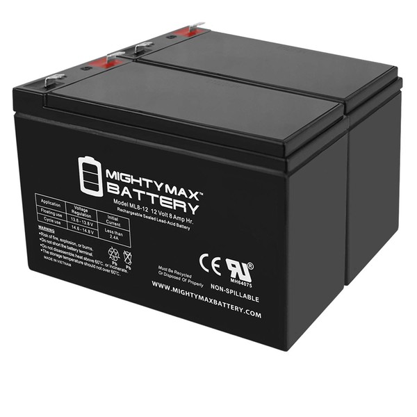 Mighty Max Battery ML8-12 - 12 Volt 8 AH SLA Battery - Pack of 2