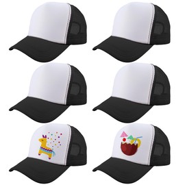 6 Pcs Adult Mesh Trucker Cap Adjustable Baseball Hat Blank Sublimation Trucker Hat for Summer Outdoor Sport (UK, Alpha, One Size, Color Style 1)