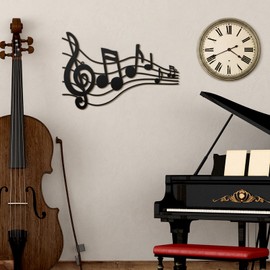 Yulejo Treble Clef Wall Decor Black Music Notes Wall Art Vintage Treble Clef Wall Hanging Music Wall Sign Musical Decorations for Home Studio Living Room Bedroom Gallery Bar Birthday Party (Metal)