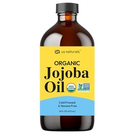 Us Naturals 16oz Organic Jojoba Oil – Glass Bottle – USDA Certified Organic & Non-GMO – 100% Pure, Cold-pressed, Unrefined, Hexane-free – Premium Glow-Boosting Oil