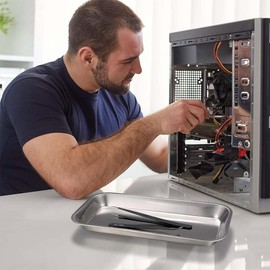 Small Metal Tray Stainless Steel Instrument Trays Rectangular Metal Tray Laboratory Instrument Supplies Tray for Clinic Kitchen Bathroom Organization