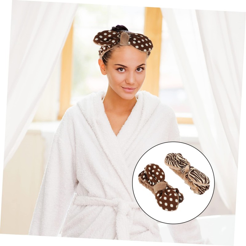 Baluue 2pcs Plush Makeup Headband for Women Hairband Bow for