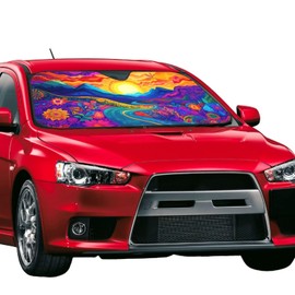 Abstract Flower Sunrise Car Sun Shade Windshield Sunshade Foldable Front Window Shield Cover for Truck SUV