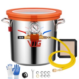 VTG VOGTEN 3 Gallon Vacuum Chamber with Tempered Glass Lid,304 Stainless Steel Degassing Chamber for Stabilizing Wood, Degassing Resin, Silicone and Epoxies