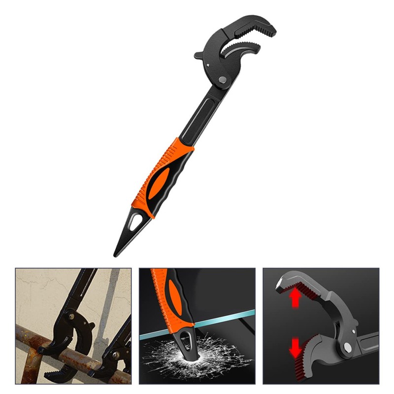 TEHAUX Multi-Functional Adjustable Wrench Self-Locking Design for Pipes Heavy-Duty Construction