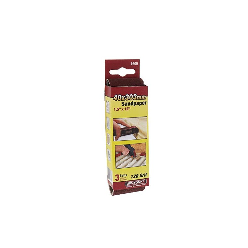 Milescraft 1609 1.5" x 12" Sanding Belts (120 Grit) -