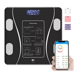 Báscula Electrónica Bluetooth Digital Inteligente De Baño color negro