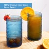 16oz Hobnail Drinking Glasses, Set of 6 Blue Tumblers