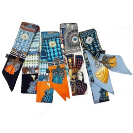 4pcs Purse Scarf Fashion Handbag Handle Ribbon Lightweight Scarf Head Hair Ribbon Skinny Scarf For Women