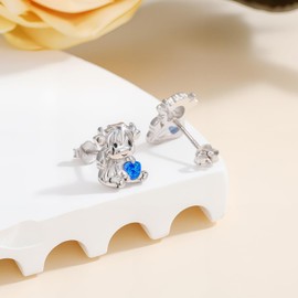 Highland Cow Stud Earrings Sterling Silver Opal Scottish Highland Cow Earrings Jewelry Gifts for Women, Sterling Silver, Sterling Silver, Opal