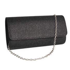 Orita Clutch Bag Evening Bag Sparkle Small Purse With Detachable Chain Black
