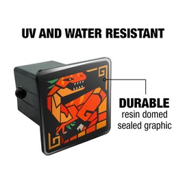 Geometric Velociraptor Raptor Dinosaur Aztec Mayan Style Tow Trailer Hitch Cover Plug Insert