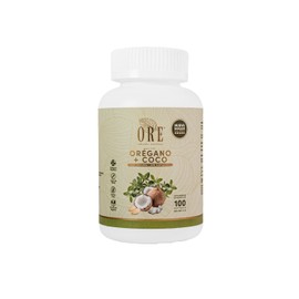 ORE Cápsulas de Aceite de Orégano con Aceite de Coco Extra Virgen, 100 Softgels de 500 mg, 80% Carvacrol, Suplemento Natural Orgánico Silvestre