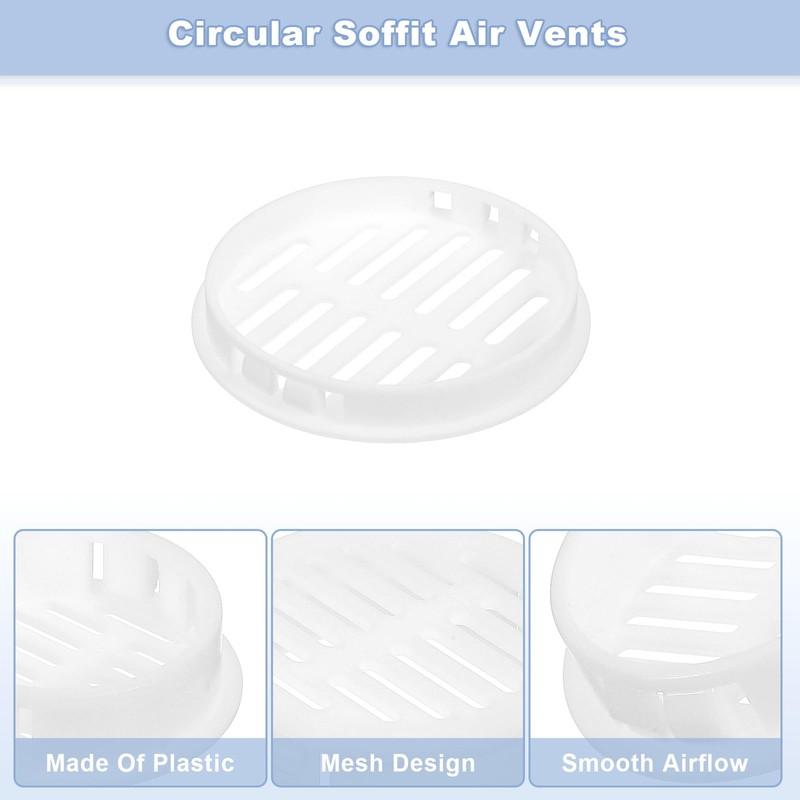 sourcing map 12Pcs 80mm/3.15" Circular Soffit Air Vents, Plastic Soffit