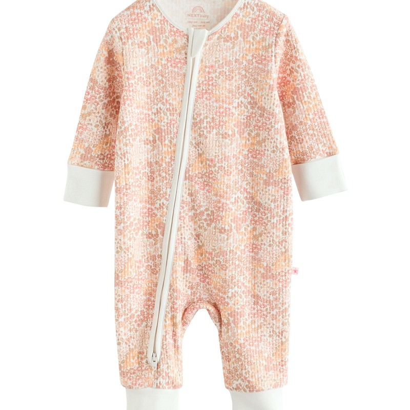 NEXT Pack of 5 baby pyjamas with two-way zip, neutral