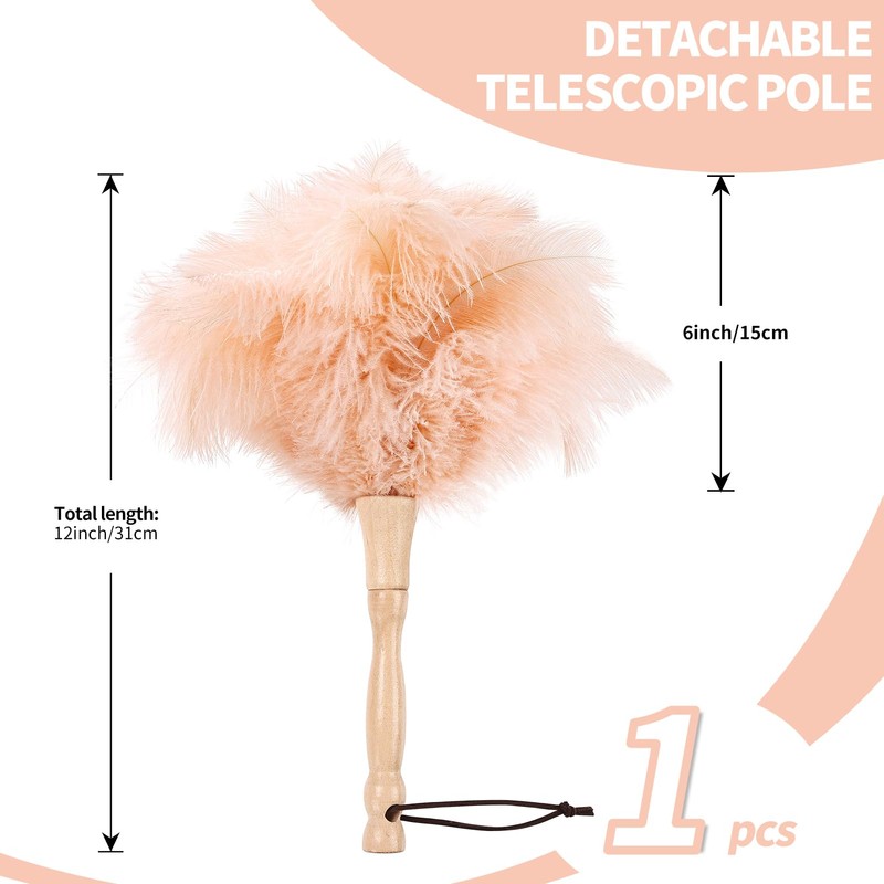 MehelloFeather Ostrich Feather Duster 12 Inch Handheld Duster Supplies, Wooden
