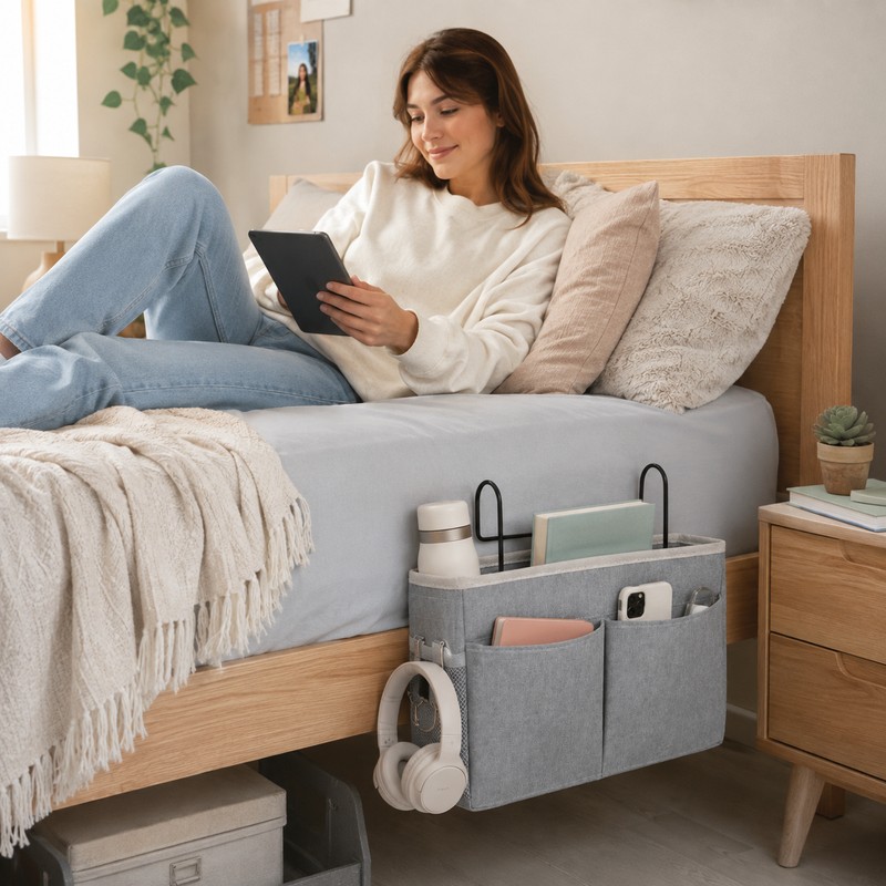 Bedside Hanging Storage Rack for Dorm & Bedroom - Space-Saving
