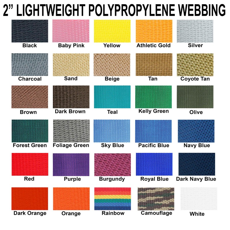 2 Inch Polypropylene Webbing: 5 Yards Light Weight 2" Strap