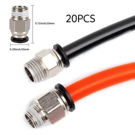 PC4-M10 Plug, PC4-M10 Connector, 3Dman PC4-M10, PC4-M10 Pneumatic Connector, PC4-M10 Pneumatic Connector, PC4-M10 Plug Straight Pneumatic, Connector for Extruder 3D Printers, Pack of 20