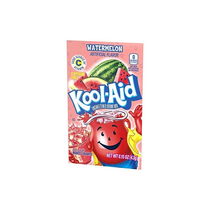 Kool-Aid Watermelon Flavored Unsweetened Caffeine Free Powdered Drink Mix 0.15