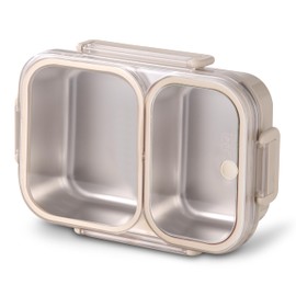 Donkoy Metal Lunch Box with 2 Dividers - Breakfast Box and Food Box Made of 304 Stainless Steel 900 ml for School, Office and Travel, Stainless Steel Tin, Ideal for All Ages (1, White, 900 ml)