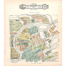 Historic 1929 Wall Map - Atlas and plat Book of Elkhart County, Indiana - Map of The City of Elkhart & Environs 6 16in x 18in