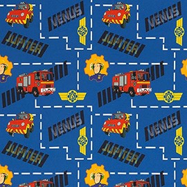 Swafing Fireman Sam Cotton Jersey Fabric for Children Coupon (Blue, 1.0 m)
