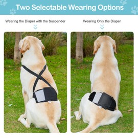 3 Pack Avont Dog Belly Bands Diapers Male with 1 Detachable Suspender, Reusable Washable Boy Doggie Pee Wraps with Harness, Separable Shoulder Strap Escape Proof & Non-Slip -3 Black XS