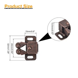 uxcell Retro Cabinet Door Double Roller Catch Ball Latch with Prong Hardware Mounting Screws 32mm Bronze Tone 10pcs
