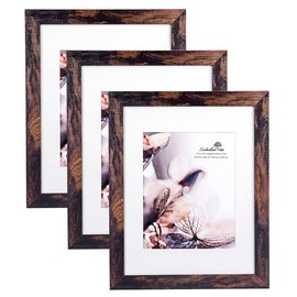Scholartree brown 11x14 Picture Frame set of 3,Display 11x14 without Mat or 8x10 with Mat，Wall Gallery Photo Frames