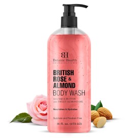 Botanic Hearth Botanic Hearth British Rose & Almond Body Wash with Shea Butter | Moisturizing Body Wash Shower Gel for Softer, Smoother Skin | Sulfate & Paraben Free | 16 fl oz