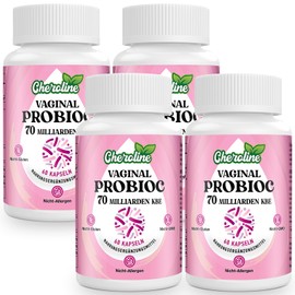 Cheroline Vaginal Probiotics for Women, 70 Billion CFU, 7 Strains with Prebioc Mixture, 13-in-1 Probioc for pH Balance, for Vaginal, Urine and Immune Health, 60 Capsules (60 Pieces (Pack of 4)