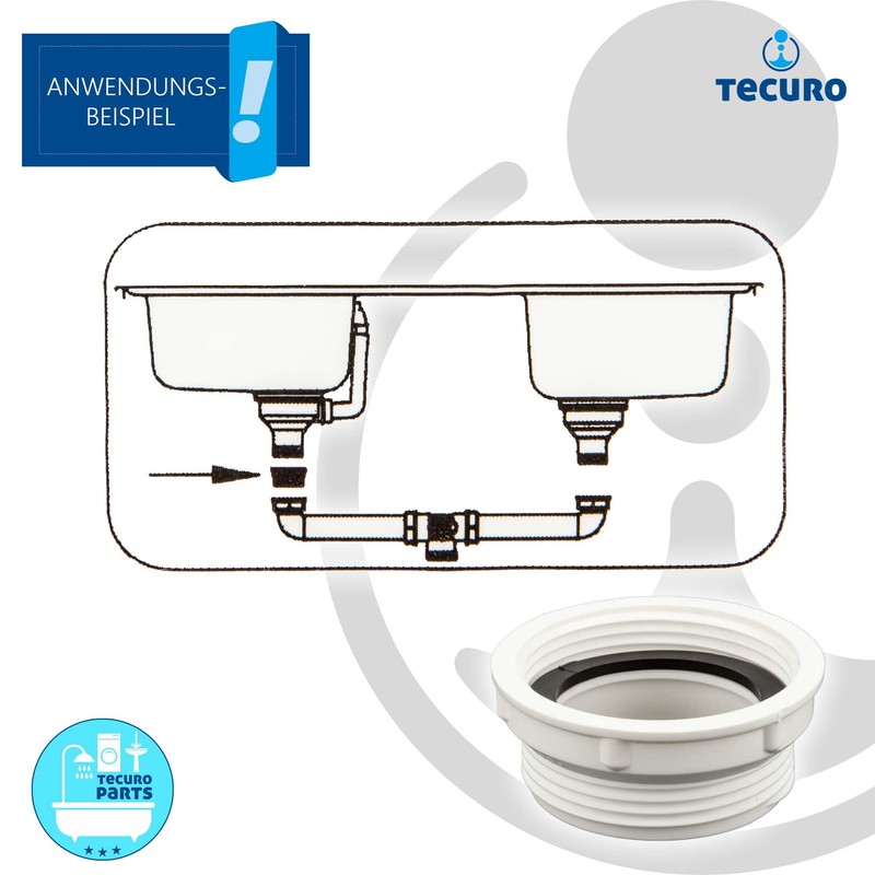 Tecuro Height Compensation Joint Adapter for Siphon Outlet 1 1/2