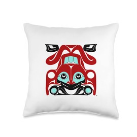Frog of Northwest Coast Native American Indian Style Throw Pillow