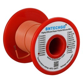 BNTECHGO 28 Gauge Silicone Wire Spool 250 ft Orange Flexible 28 AWG Stranded Tinned Copper Wire