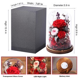 lovenfold Flowers for Delivery Prime Preserved flowers Rose in Glass Dome,Red Rose Forever Flowers Birthday Gifts for Women Mom Grandma Friend Valentines Gifts for Her,Home Decor