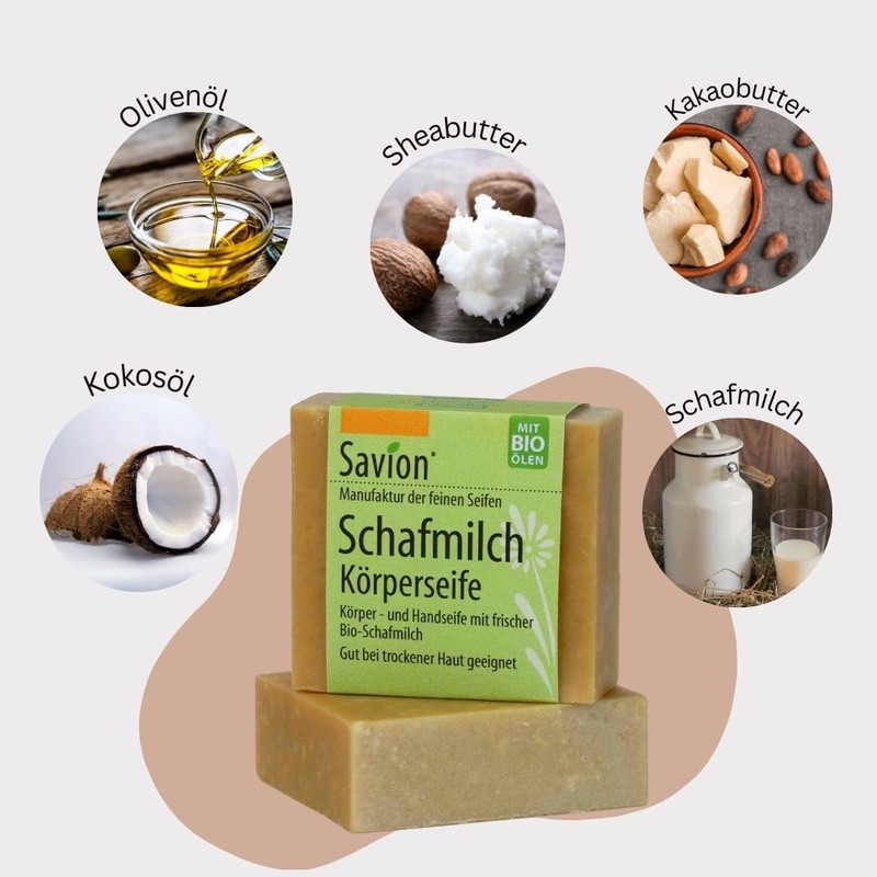 Savion Sheep's Milk Body Soap for Dry Skin, Palm Oil