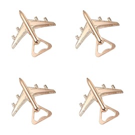 Pokinge 4 Pcs Airplane Bottle Opener, Metal Can Opening Gadget Creative Beer Open Tool Aircraft Decoration for Wedding Party Favors