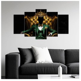DOARTDO 5 Piece Black Art Wall Art Green African American King Painting Black Man Pictures Gold Crown Canvas Prints for Men Bedroom Office Decor Framed (8x14inx2 8x18inx2 8x22inx1)