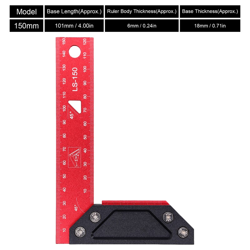 Aluminum Framing Woodworking Squares High Accuracy L Scribing Ruler with