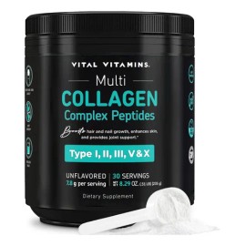 Vital Vitamins Colágeno Múltiple Polvo Sin Sabor 8.25-onzas