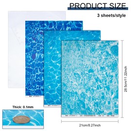 BENECREAT 9 Sheets 3 Styles Model House Floorboard Paper Sticker, Coated Paper Water Ripples Sticker Self Adhesive Wall Stickers for DIY 1/12 1/6 Scale Dolls House Decor, 3 Sheets/Style
